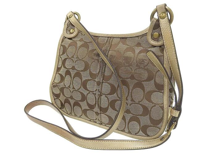 Borsa a Spalla in Tela e Pelle Coach F10567 Beige - vista 2