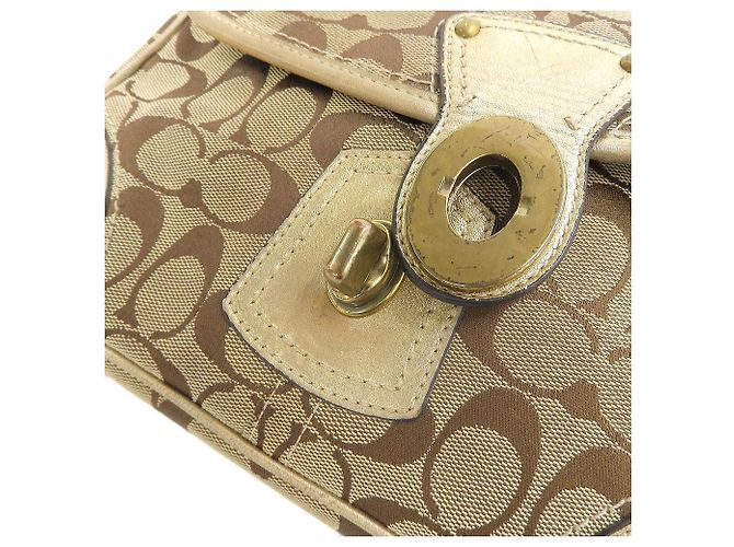Borsa a Spalla in Tela e Pelle Coach F10567 Beige - vista 5