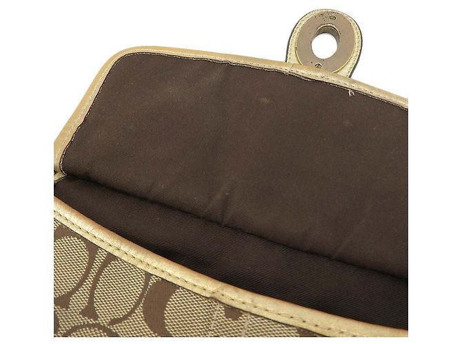 Borsa a Spalla in Tela e Pelle Coach F10567 Beige - vista 6