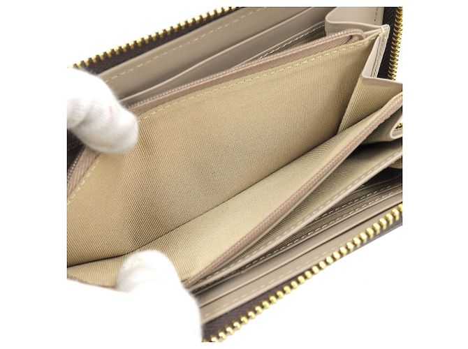 Autre Marque Cartera redonda con cremallera de cuero de cocodrilo marrón oscuro Castaño - vista 3