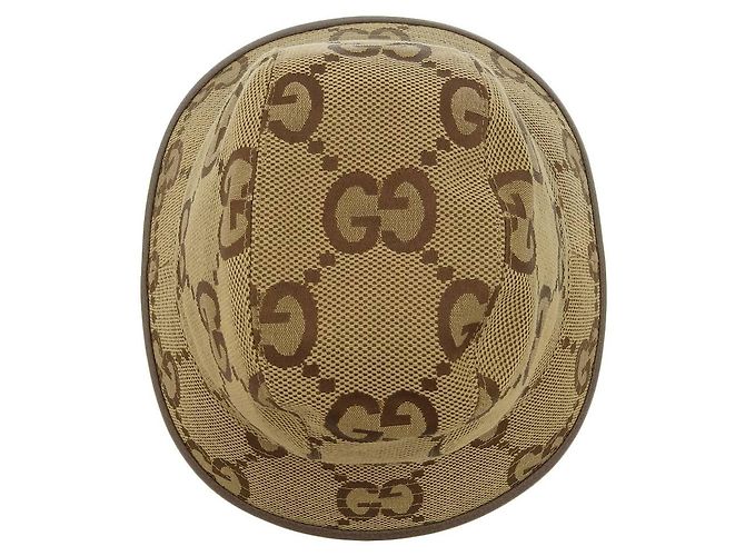 Chapéu bucket em lona Jumbo GG Gucci Unissex Marrom - vista 4
