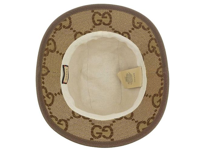 Chapéu bucket em lona Jumbo GG Gucci Unissex Marrom - vista 5