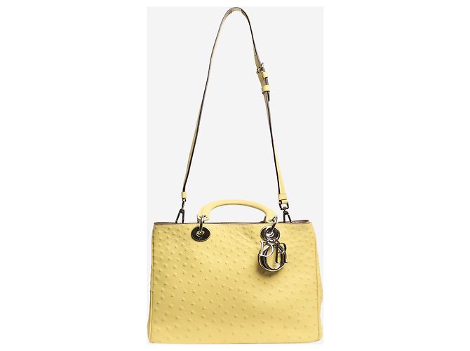 Borsa 2 in 1 Diorissimo 2013 gialla in pelle di struzzo Giallo - vista 2