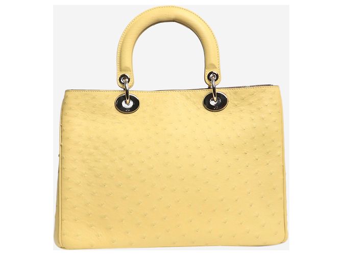 Borsa 2 in 1 Diorissimo 2013 gialla in pelle di struzzo Giallo - vista 3