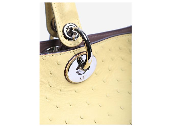 Borsa 2 in 1 Diorissimo 2013 gialla in pelle di struzzo Giallo - vista 4