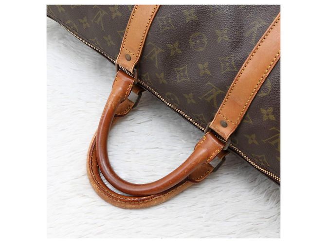 Borsa da viaggio Louis Vuitton Keepall Monogram Pelle Marrone - vista 6