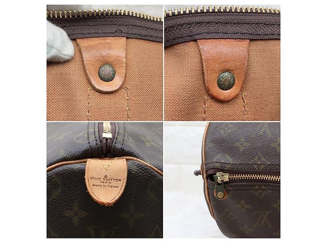 Borsa da viaggio Louis Vuitton Keepall Monogram Pelle Marrone - vista 8