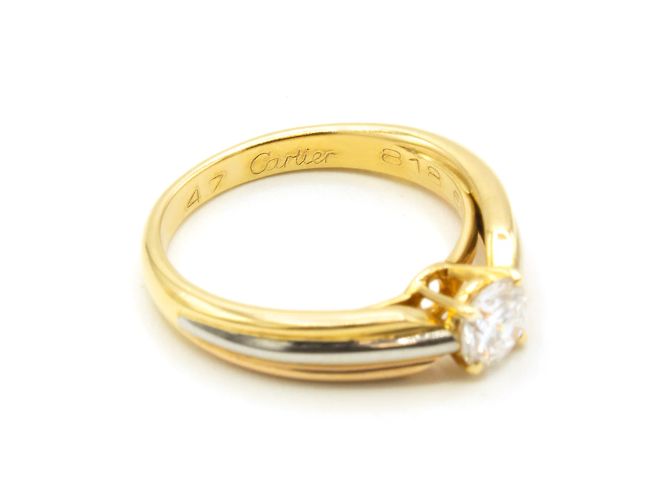 Cartier Trinity Solitaire Ring Diamant Gelb Rosa und Weißgold Größe 47 Golden - Ansicht 4