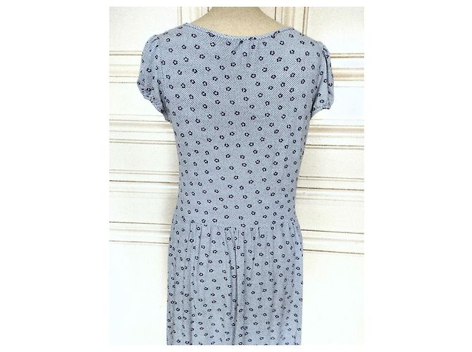 Agnès b. PREPPY QUADRILLE FLORAL KLEID TM Blau - Ansicht 10