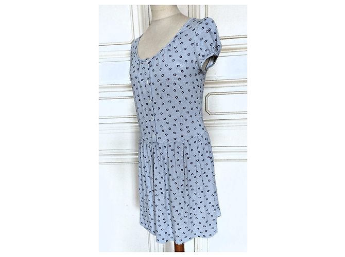 Agnès b. PREPPY QUADRILLE FLORAL KLEID TM Blau - Ansicht 12