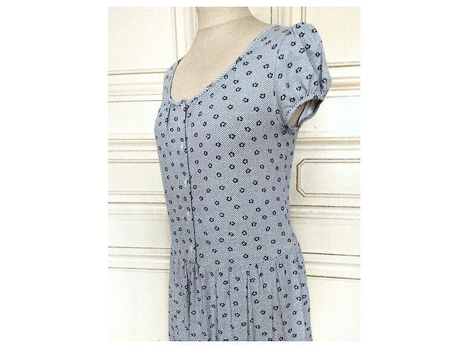 Agnès b. PREPPY QUADRILLE FLORAL KLEID TM Blau - Ansicht 13