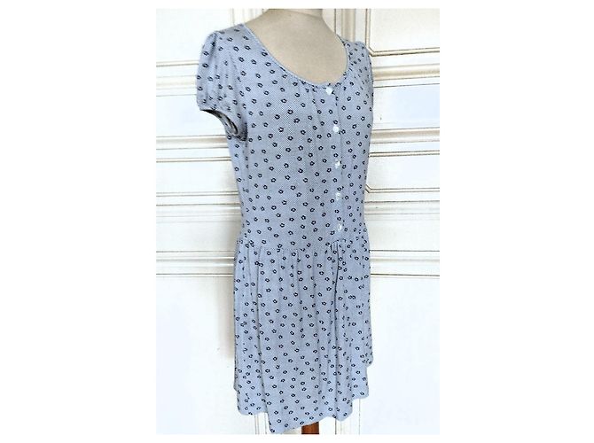 Agnès b. PREPPY QUADRILLE FLORAL KLEID TM Blau - Ansicht 14