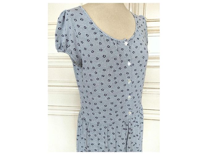 Agnès b. PREPPY QUADRILLE FLORAL KLEID TM Blau - Ansicht 15