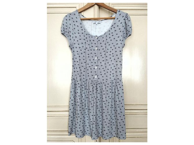 Agnès b. PREPPY QUADRILLE FLORAL KLEID TM Blau - Ansicht 17
