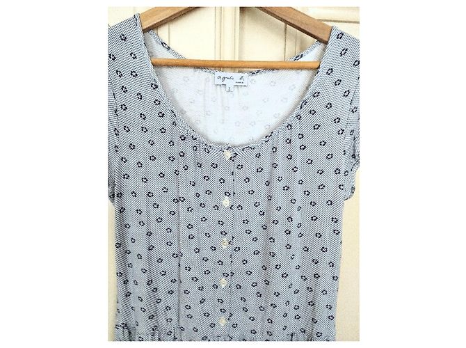 Agnès b. PREPPY QUADRILLE FLORAL KLEID TM Blau - Ansicht 19