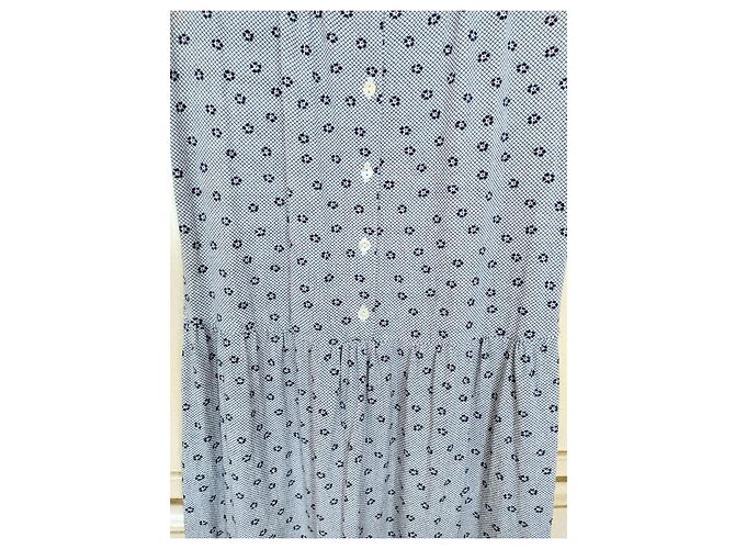 Agnès b. PREPPY QUADRILLE FLORAL KLEID TM Blau - Ansicht 20