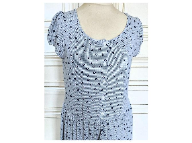 Agnès b. PREPPY QUADRILLE FLORAL KLEID TM Blau - Ansicht 5