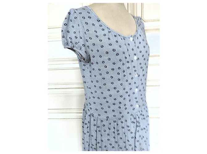Agnès b. PREPPY QUADRILLE FLORAL KLEID TM Blau - Ansicht 8