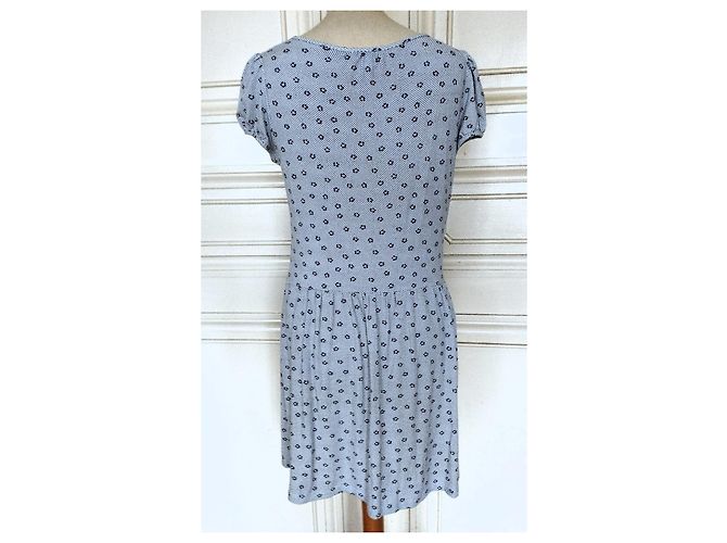 Agnès b. PREPPY QUADRILLE FLORAL KLEID TM Blau - Ansicht 9