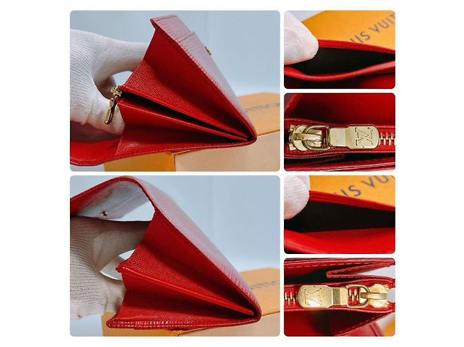 Louis Vuitton Sarah Geldbörse Rotes Leder - Ansicht 8