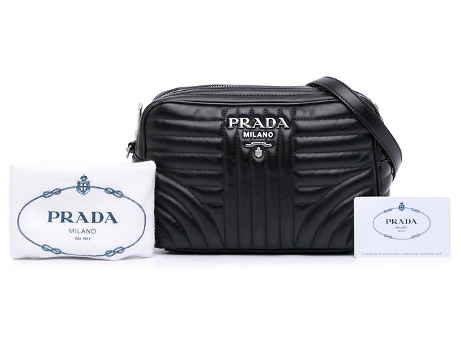Bolso de cámara Diagramme de piel de ternera suave negra de Prada - vista 14