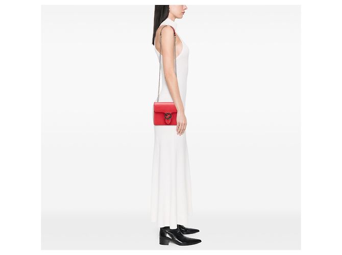 Gucci Rosso Piccolo Dollar in Pelle di Vitello Borsa a Spalla Interlocking G - vista 10