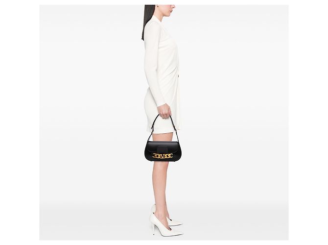 Borsa a spalla Valentino Vlogo in pelle nera media Nero - vista 11