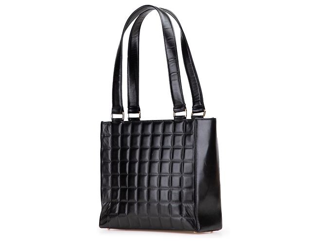 Chanel Schwarze CC Schokoladentafel Lammleder Tasche - Ansicht 2