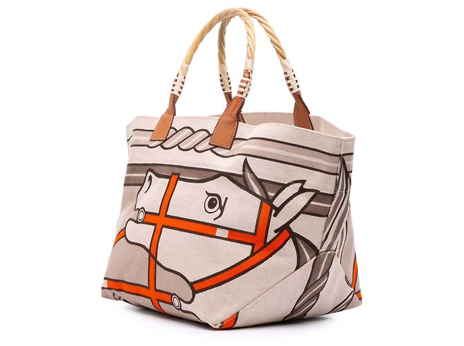 Hermès Marrone Toile H Plume Quadrige al Filo Steeple 31 Beige - vista 2