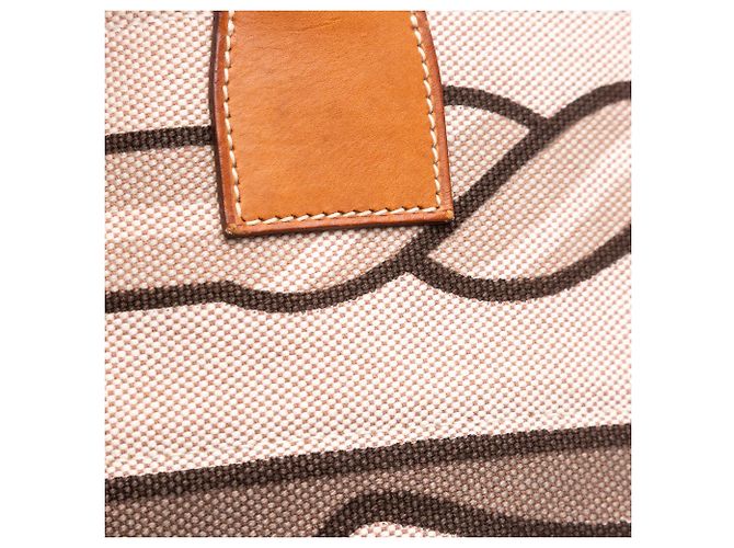 Hermès Marrone Toile H Plume Quadrige al Filo Steeple 31 Beige - vista 7