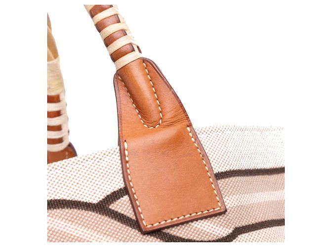 Hermès Marrone Toile H Plume Quadrige al Filo Steeple 31 Beige - vista 9
