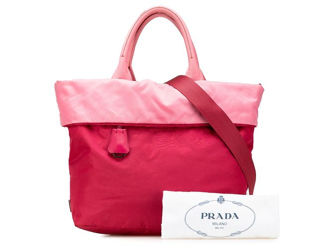 Borsa satchel reversibile Prada Pink Tessuto Rosa - vista 12