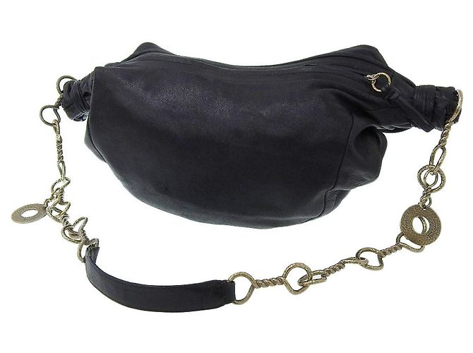 Borsa a spalla in pelle con catena Salvatore Ferragamo Nero - vista 2