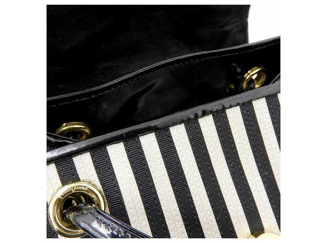 Salvatore Ferragamo Streifen Rucksack Schwarz Weiß - Ansicht 6