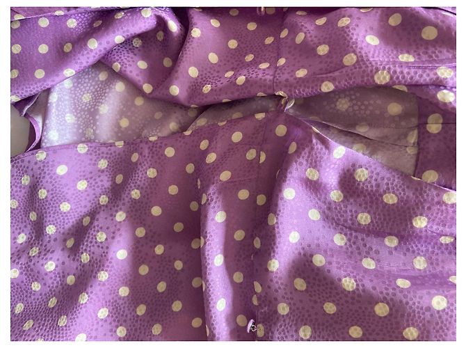 Vestido envelope Paul & Joe de bolinhas em viscose e seda roxo - vista 11