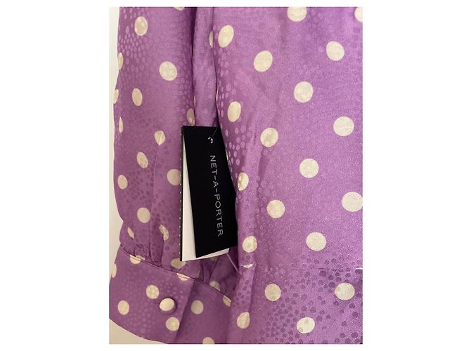 Vestido envelope Paul & Joe de bolinhas em viscose e seda roxo - vista 4