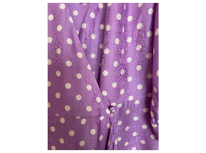 Vestido envelope Paul & Joe de bolinhas em viscose e seda roxo - vista 7