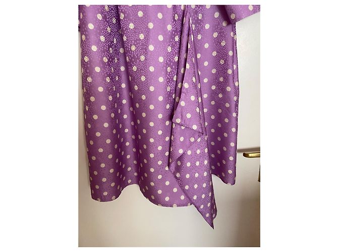 Vestido envelope Paul & Joe de bolinhas em viscose e seda roxo - vista 9