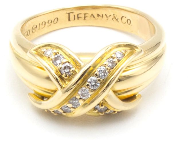 Anello Signature Tiffany & Co in oro giallo 18K e diamanti misura 51 D'oro - vista 2