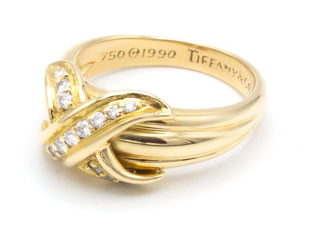 Anello Signature Tiffany & Co in oro giallo 18K e diamanti misura 51 D'oro - vista 5