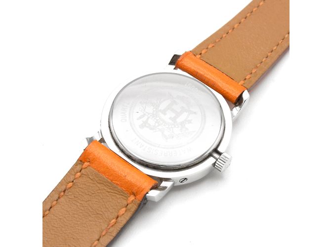 Hermès "Clipper" Uhr aus Stahl. Orange - Ansicht 3