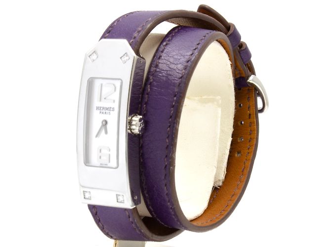 Hermès Hermes Kelly II Uhr (REF : KT1.230) mit Diamanten. Silber - Ansicht 2