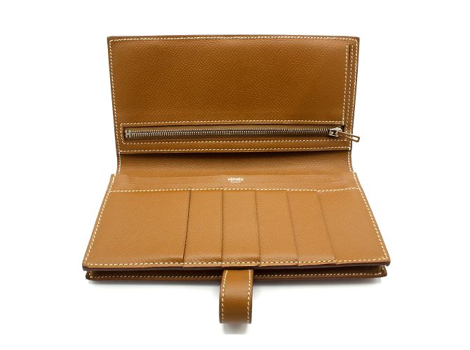 Cartera Hermès, modelo "Béarn Soufflet". Castaño - vista 2