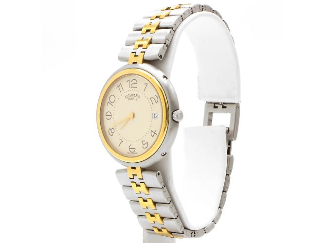 Relógio de aço Hermès em muito bom estado, modelo "Profile". Dourado - vista 2