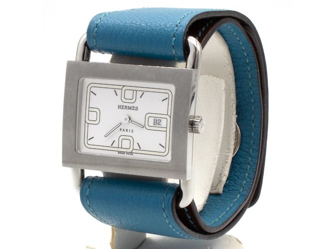 Reloj Hermès Barenia BA1.510 correa de cuero azul - vista 2