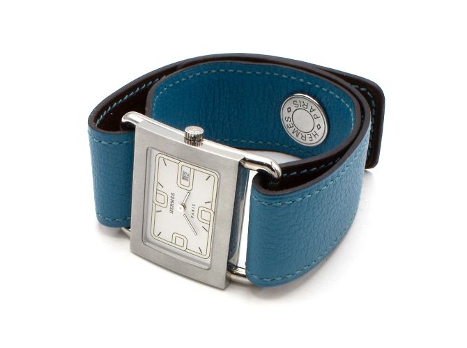 Reloj Hermès Barenia BA1.510 correa de cuero azul - vista 3
