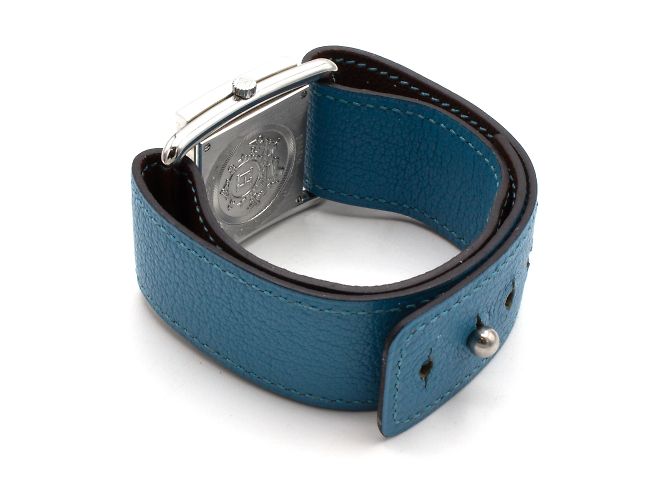 Reloj Hermès Barenia BA1.510 correa de cuero azul - vista 4