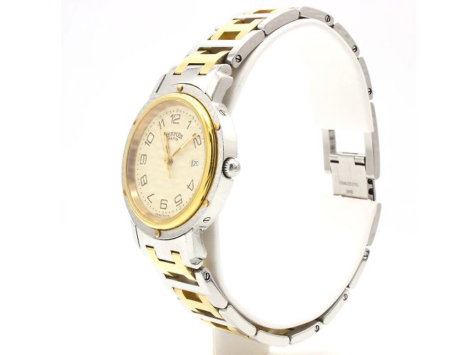 Wunderschöne Hermès "Clipper" Uhr aus Edelstahl. Golden - Ansicht 3