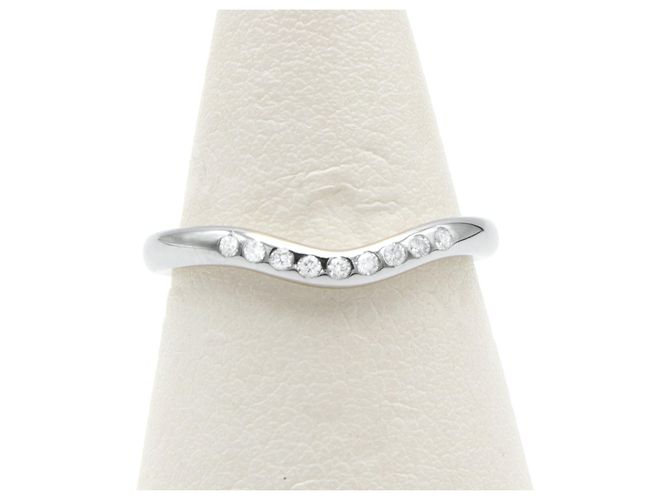 Anello curvo Tiffany & Co Elsa Peretti in platino e diamanti Taglia 50 Argento - vista 2