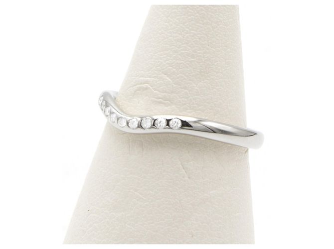 Anello curvo Tiffany & Co Elsa Peretti in platino e diamanti Taglia 50 Argento - vista 3